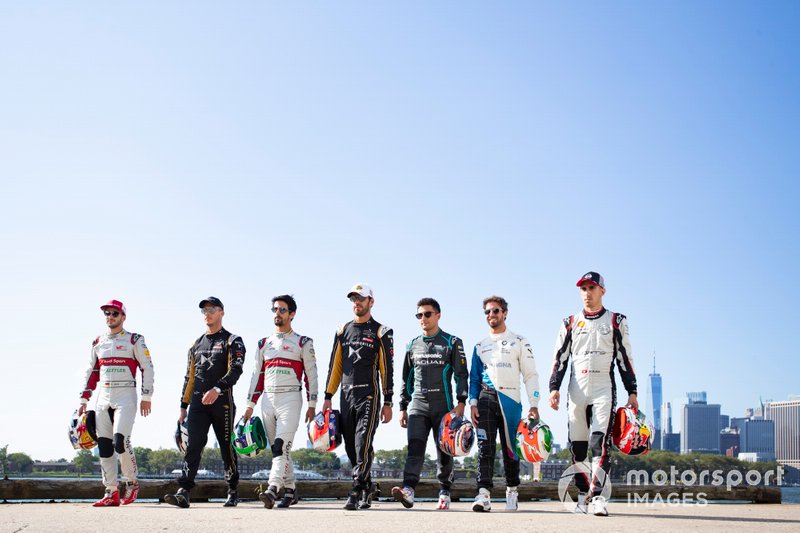 Daniel Abt, Audi Sport ABT Schaeffler, Andre Lotterer, DS TECHEETAH, Lucas Di Grassi, Audi Sport ABT Schaeffler, Jean-Eric Vergne, DS TECHEETAH, Mitch Evans, Panasonic Jaguar Racing, Antonio Felix da Costa, BMW I Andretti Motorsports, Sébastien Buemi, Nissan e.Dams
