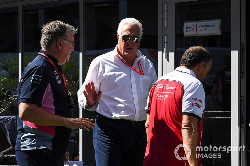 Otmar Szafnauer, Team Principal and CEO, Racing Point, Lawrence Stroll, Owner, Racing Point, and Frederic Vasseur, Team Principal, Alfa Romeo Racing