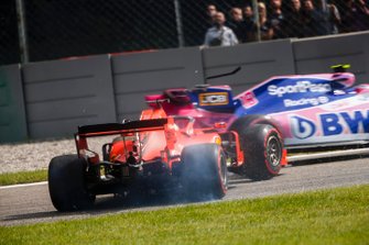Lance Stroll, Racing Point RP19, Sebastian Vettel, Ferrari SF90 spin atıyor