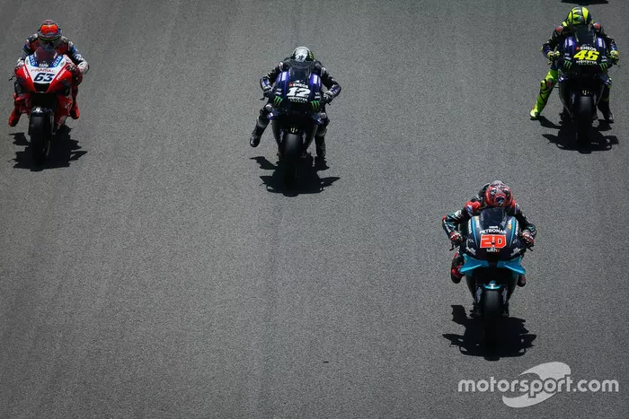 Maverick Viñales, Yamaha Factory Racing, Fabio Quartararo, Petronas Yamaha SRT, Valentino Rossi, Yamaha Factory Racing, Francesco Bagnaia, Pramac Racing