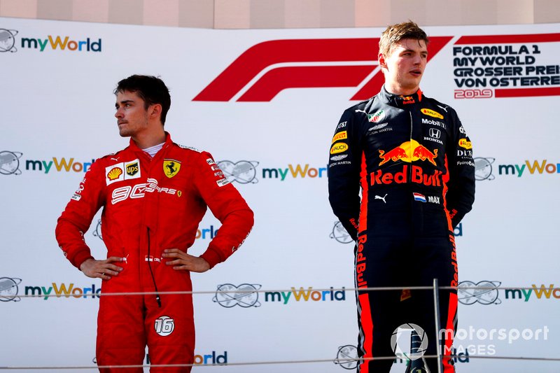 Победитель Макс Ферстаппен, Red Bull Racing, второе место – Шарль Леклер, Ferrari