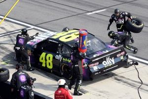 Jimmie Johnson, Hendrick Motorsports, Chevrolet Camaro Ally, makes a pit stop