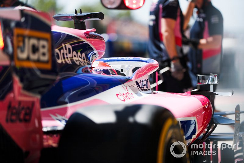 Sergio Perez, Racing Point RP19, makes a stop during practice