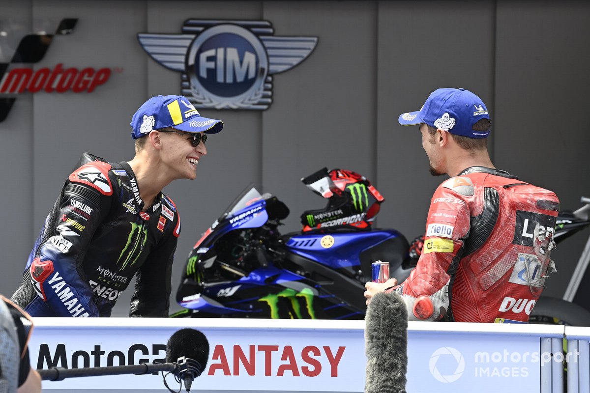 Ganador de la pole Fabio Quartararo, Yamaha Factory Racing, Jack Miller, Ducati Team