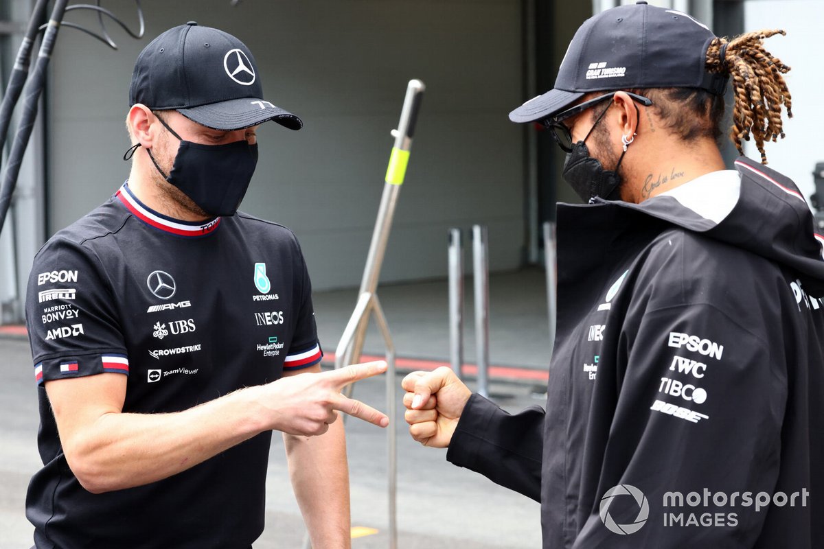 Valtteri Bottas, Mercedes, and Lewis Hamilton, Mercedes
