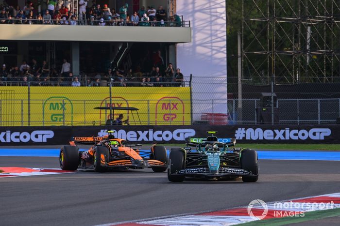 Fernando Alonso, Aston Martin AMR24, Lando Norris, McLaren MCL38