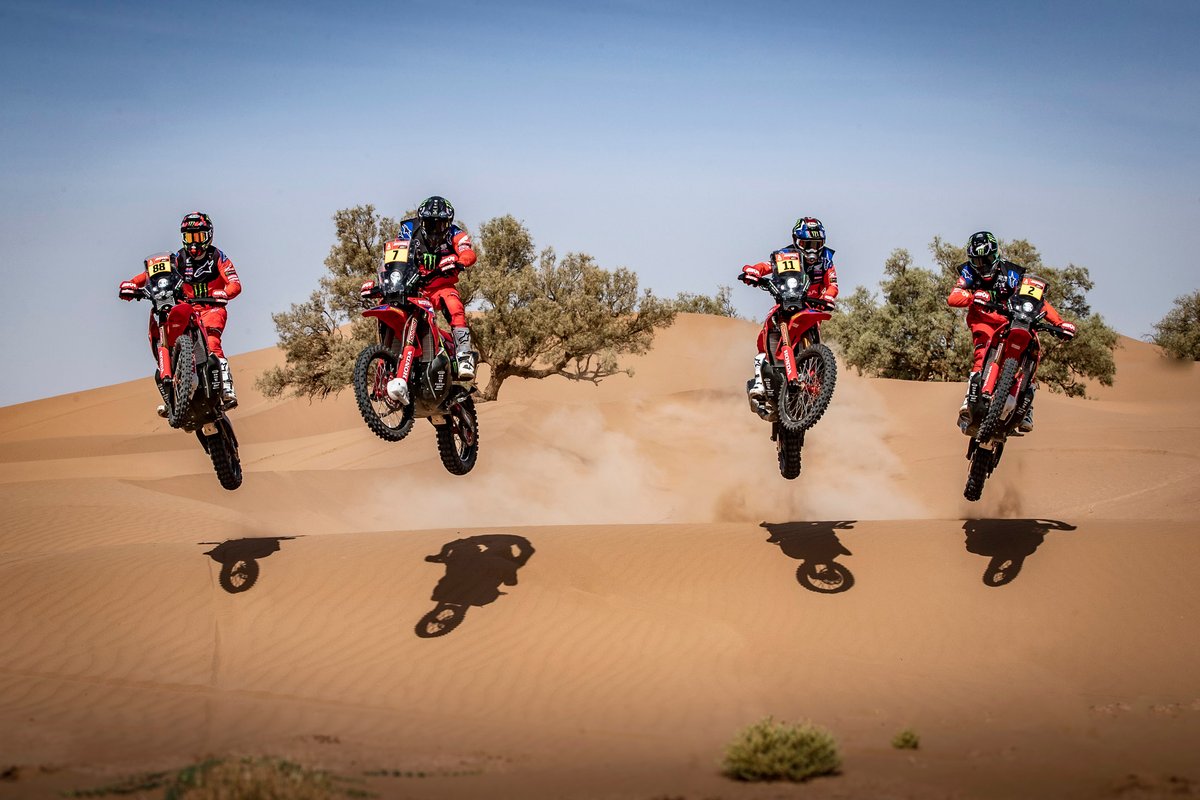 #88 Monster Energy Honda Team: Joan Barreda, #2 Monster Energy Honda Team: Ricky Brabec, #11 Monster Energy Honda Team: Jose Ignacio Cornejo, #7 Monster Energy Honda Team: Pablo Quintanilla