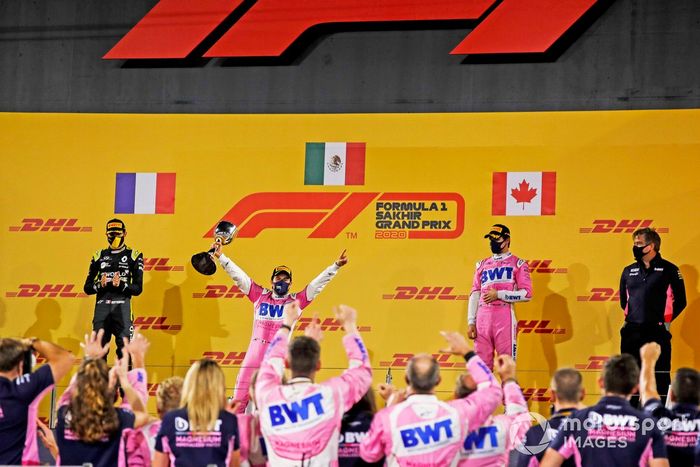 Podio: ganador de la carrera Sergio Pérez, Racing Point