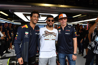 Sergio Aguero, Footballer with Daniel Ricciardo, Red Bull Racing and Max Verstappen, Red Bull Racing