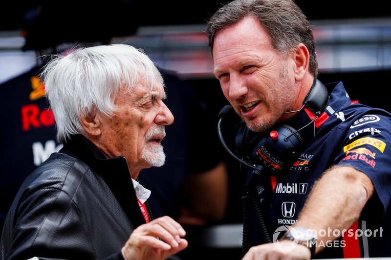 Bernie Ecclestone, Chairman Emiritus of Formula 1, and Christian Horner, Team Principal, Red Bull Racing