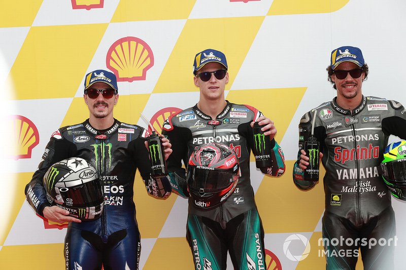 Polesitter Fabio Quartararo, Petronas Yamaha SRT, second place Maverick Vinales, Yamaha Factory Racing, third place Franco Morbidelli, Petronas Yamaha SRT