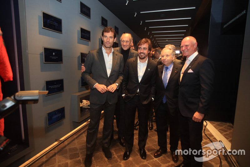 Jean Todt, presidente de la FIA, Mark Webber, Hans-Joachim Stuck, Fernando Alonso