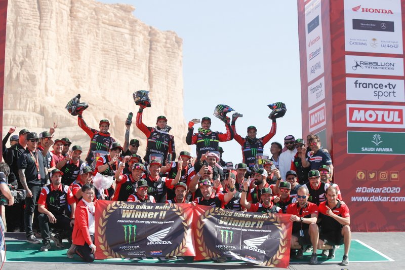 #7 Monster Energy Honda Team: Kevin Benavides, #9 Monster Energy Honda Team: Ricky Brabec, #12 Monster Energy Honda Team: Joan Barreda Bort, #17 Monster Energy Honda Team: Jose Ignacio Cornejo Florimo