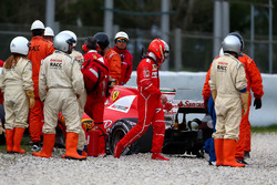 Kimi Raikkonen, Ferrari SF70H after the crash