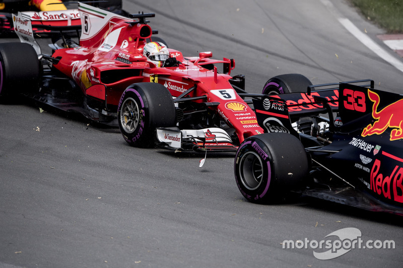 Sebastian Vettel, Ferrari SF70H, crash