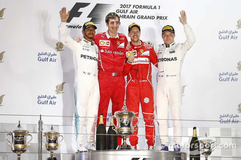 2017: 1. Себастьян Феттель, 2. Льюис Хэмилтон, 3. Валттери Боттас