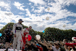 Jose Maria Lopez, DS Virgin Racing, e Felix Rosenqvist, Mahindra Racing, sul podio