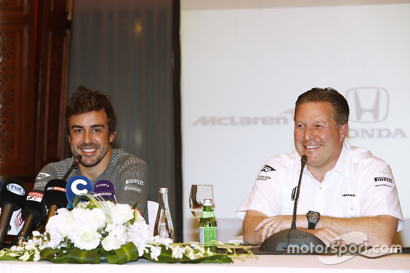 Fernando Alonso and Zak Brown, Executive Director, McLaren Technology Group, announce Fernando's deal to race in the 2017 Indianapolis 500 in an Andretti Autosport run McLaren Honda car