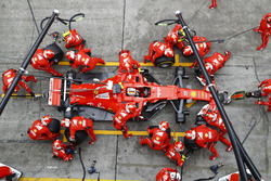 Sebastian Vettel, Ferrari SF70H, makes a stop