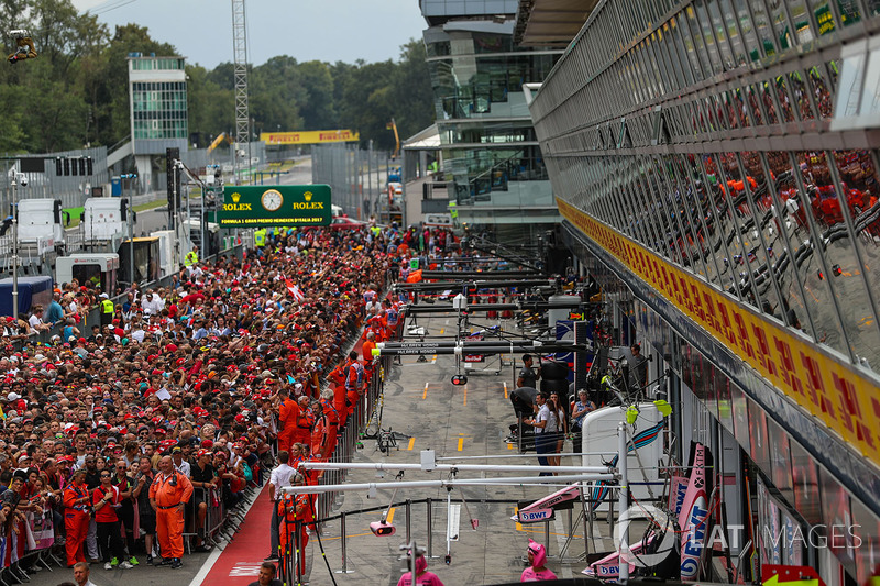 Ferrari fans on the pitlane walkabout