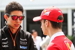 Esteban Ocon, Sahara Force India F1 Team with Charles Leclerc, Ferrari Development Driver