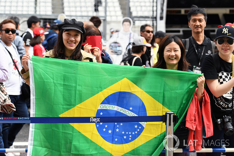 Fans with Brazilian flag