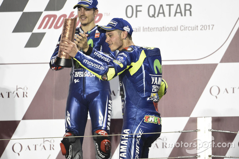 Podio: Maverick Viñales, Yamaha Factory Racing, Valentino Rossi, Yamaha Factory Racing