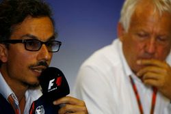 Laurent Mekies, F1 Deputy Race Director, FIA, Charlie Whiting, FIA Race Director, host a press conference about the introduction of the halo