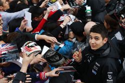 Esteban Ocon, Force India, signs autographs for fans