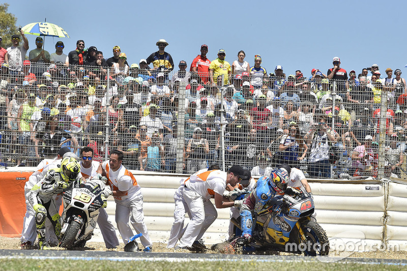 Crash: Alvaro Bautista, Aspar Racing Team; Jack Miller, Estrella Galicia 0,0 Marc VDS