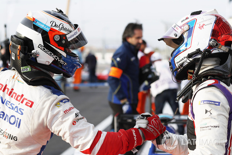 Yarış galibi Felix Rosenqvist, Mahindra Racing, Sam Bird, DS Virgin Racing