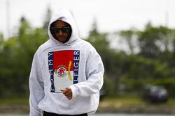 Lewis Hamilton, Mercedes AMG F1, arrives at the circuit