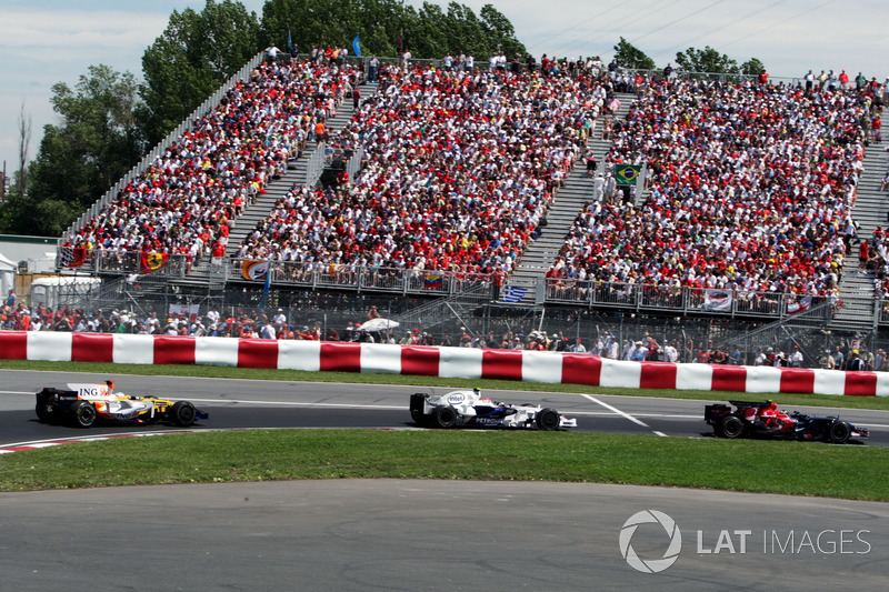 Sebastian Vettel, Scuderia Toro Rosso STR03 ve Robert Kubica, BMW Sauber F1.08 ve Fernando Alonso, Renault F1 Team R28