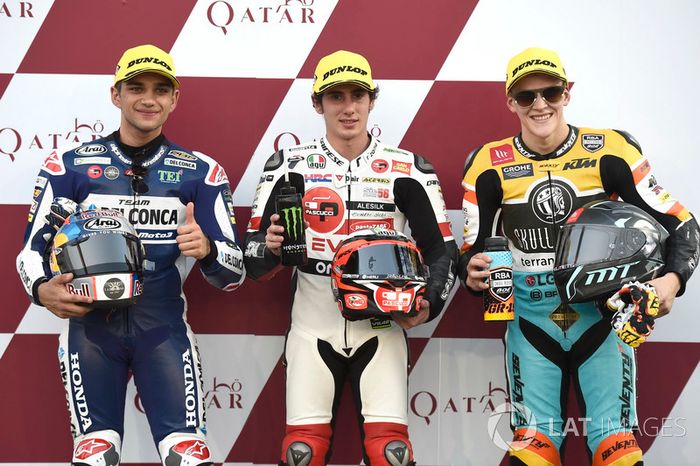 Los 3 mejores después de la calificación: Jorge Martin, Del Conca Gresini Racing Moto3, Niccolo Anto