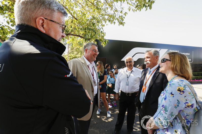Ross Brawn, Managing Director of Motorsports, FOM, Chase Carey, Chairman, Formula One