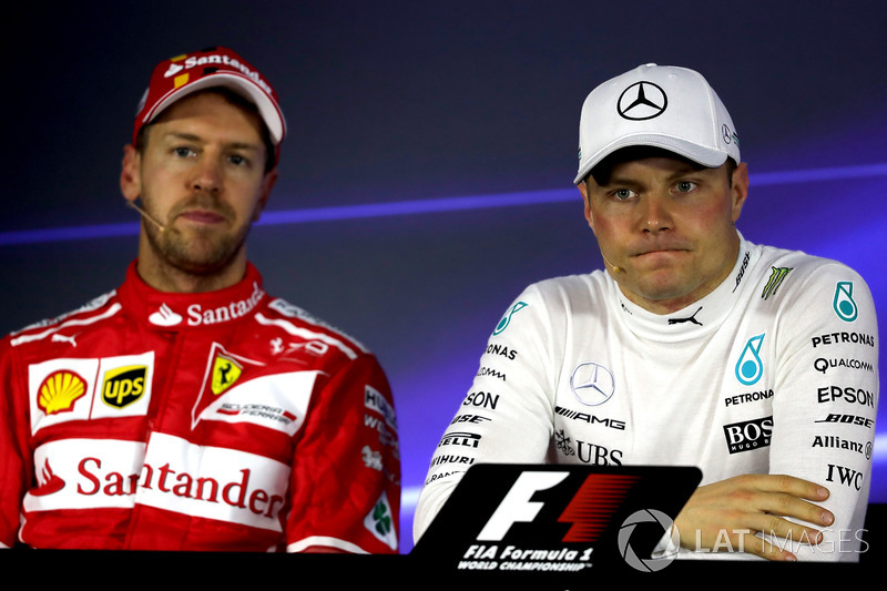 Sebastian Vettel, Ferrari and Valtteri Bottas, Mercedes AMG F1 in the Press Conference