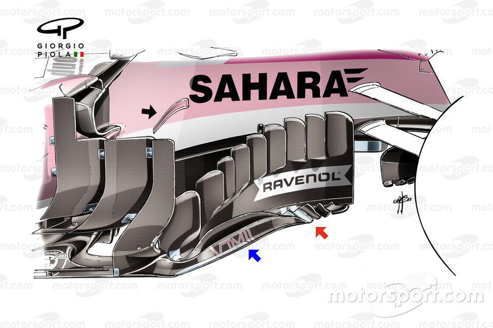 Force India VJM11 barge board British GP