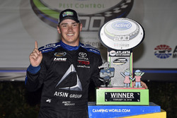 Brett Moffitt, Hattori Racing Enterprises, AISIN Atlanta Toyota Tundra celebrates his win