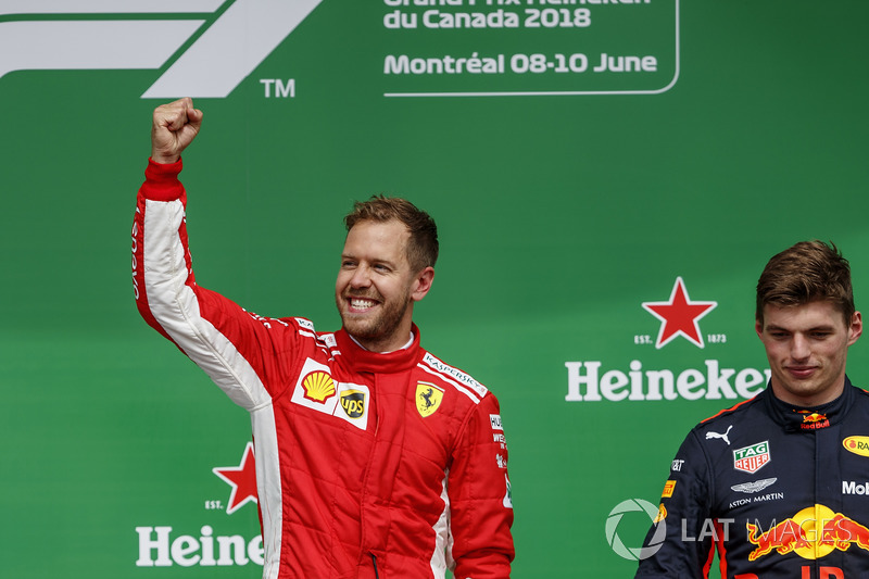 Sebastian Vettel, Ferrari y Max Verstappen, Red Bull Racing