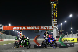 Le Champion du monde WSBK Jonathan Rea, Kawasaki Racing, le Champion du monde WSSP Lucas Mahias, GRT Yamaha Official WorldSSP Team