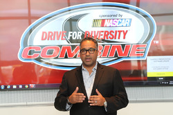 Max Seigel, CEO of Rev Racing speaks to participants of the NASCAR Drive for Diversity Combine at NASCAR headquarters