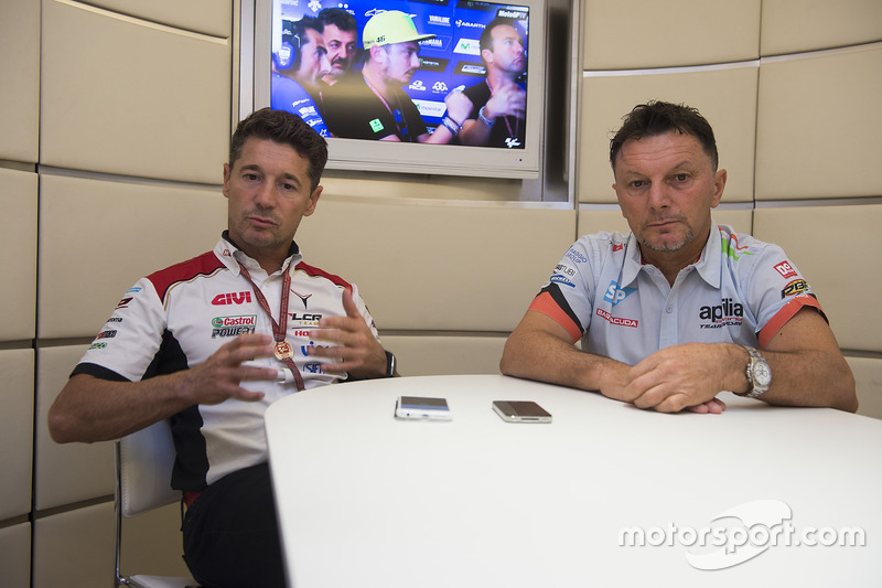 Lucio Cecchinello, Team LCR Honda director del equipo y Fausto Gresini, Aprilia Gresini Racing Team