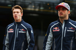 Carlos Sainz Jr., Scuderia Toro Rosso, with team mate Daniil Kvyat, Scuderia Toro Rosso