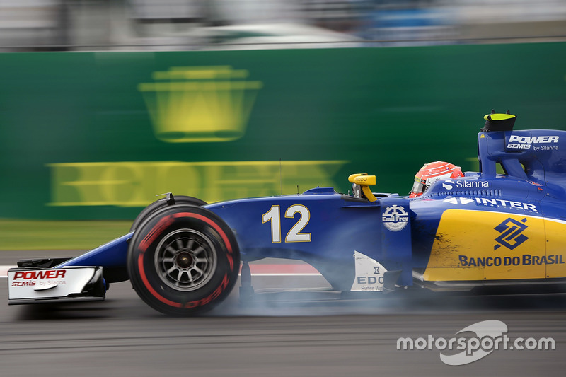 Felipe Nasr, Sauber C35 bloque une roue au freinage