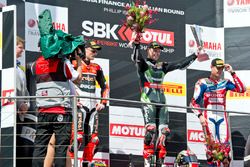 Podium : second place Chaz Davies, Aruba.it Racing - Ducati Team, first place Jonathan Rea, Kawasaki Racing Team, third place Michael van der Mark, Honda WSBK Team