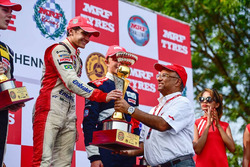 Podium: winner Pietro Fittipaldi, second place Harrison Newey, third place Nikita Troitskiy