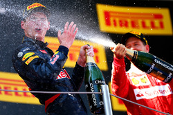 Max Verstappen, Red Bull Racing celebrates his first win