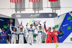 Podium GTE PRO: winners #67 Ford Chip Ganassi Racing Team UK Ford GT: Andy Priaulx, Harry Tincknell, second place #66 Ford Chip Ganassi Racing Team UK Ford GT: Olivier Pla, Stefan Mücke, third place #51 AF Corse Ferrari 488 GTE: Gianmaria Bruni, James Calado