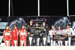 Overall podium: winners #58 Garage 59 McLaren 650S GT3: Rob Bell, Come Ledogar, Shane van Gisbergen, second place #50 AF Corse Ferrari 488 GT3: Pasin Lathouras, Michele Rugolo, Alessandro Pier Guidi, third place #3 Belgian Audi Club Team WRT Audi R8 LMS: Jan Magnussen, Filipe Albuquerque, Rodrigo Baptista