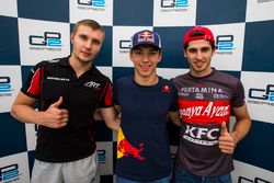 Pierre Gasly, PREMA Racing; Sergey Sirotkin, ART Grand Prix and Antonio Giovinazzi, PREMA Racing